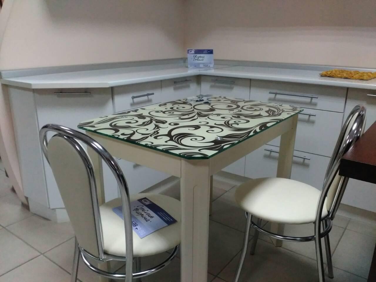 Скляний стіл для кухні з малюнком ДКС Модерн дзеркало Антонік, колір на вибір