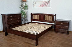 Дерев'яне двоспальне ліжко з м'яким наголов'ям "Афіна - 2"