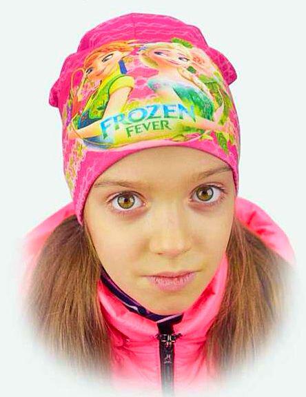 Головний убір для дівчаток. Півник "Фрозен", розмір 50-53, малиновий, коттон Boobon Україна, фото 1