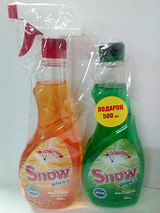 Засіб для миття вікон та поверхонь з Цитрусова Свіжість + змінний (Свіжість Хвої) 500 мл Prompack Snow Glass