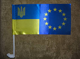 Прапор Україна-Євросоюз атлас 37х24см | Прапор Україна-Євросоюз атлас 37х24см