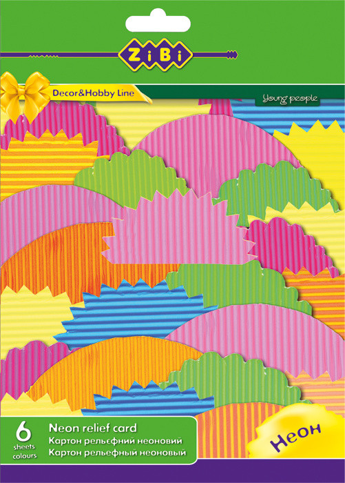 Гофрокартон А4 ZiBi неоновий 6 кольорів 6 аркушів ZB.1970