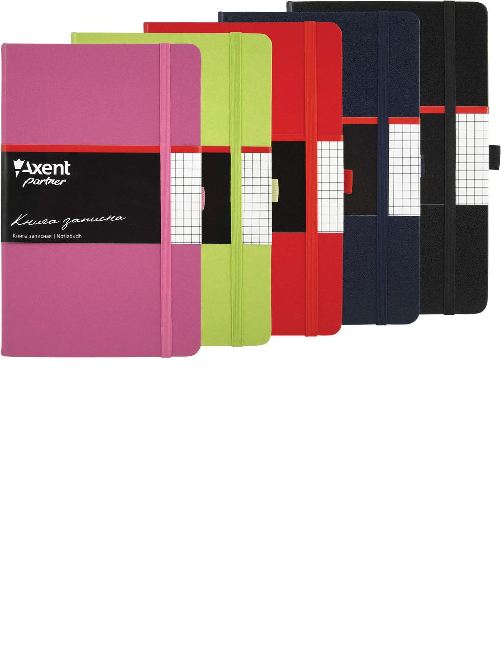 Записна книга блокнот Axent 95х140мм 96арк клітка,тв. обл.,синій Partner 8301-02-A