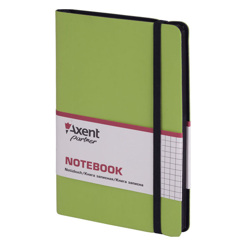 Записна книга блокнот Axent 125х195мм 96арк клітка,тв. обл.,салатовий Partner Soft 8206-09-A