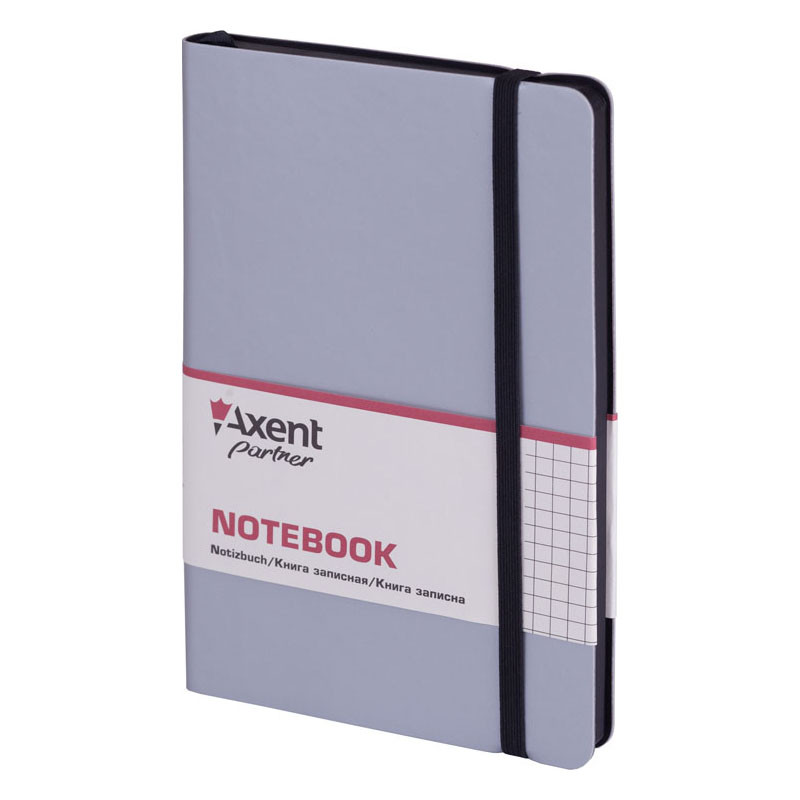 Записна книга блокнот Axent 125х195мм 96арк клітка,тв. обл.,срібний Partner Soft 8206-34-A