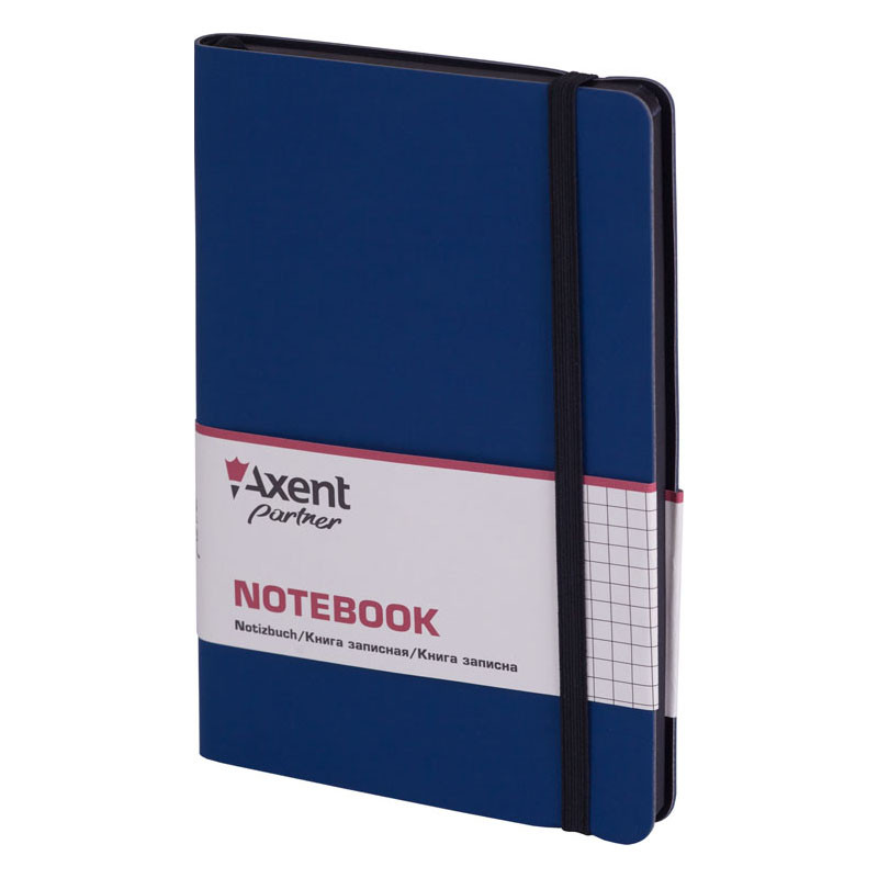 Записна книга блокнот Axent 125х195мм 96арк клітка,тв. обл.,синій Partner Soft 8206-02-A