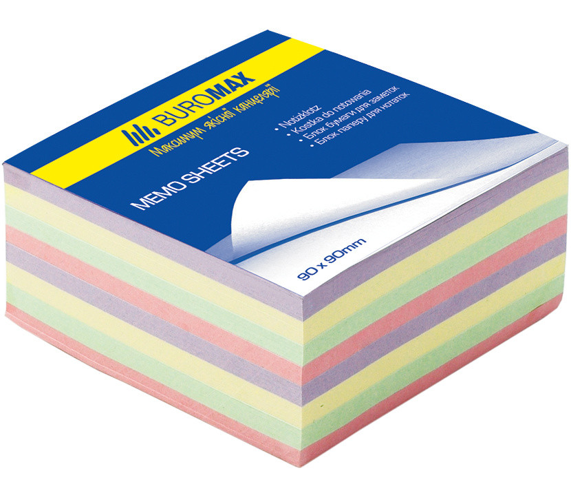 Блок паперу для нотаток непроклеенный Buromax 90х90х40мм асорті кольорів BM.2285