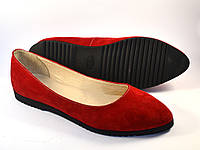 Балетки замшеві жіноче взуття великих розмірів Gracia V Red by Rosso Avangard BS колір червоний "Сольферіно"
