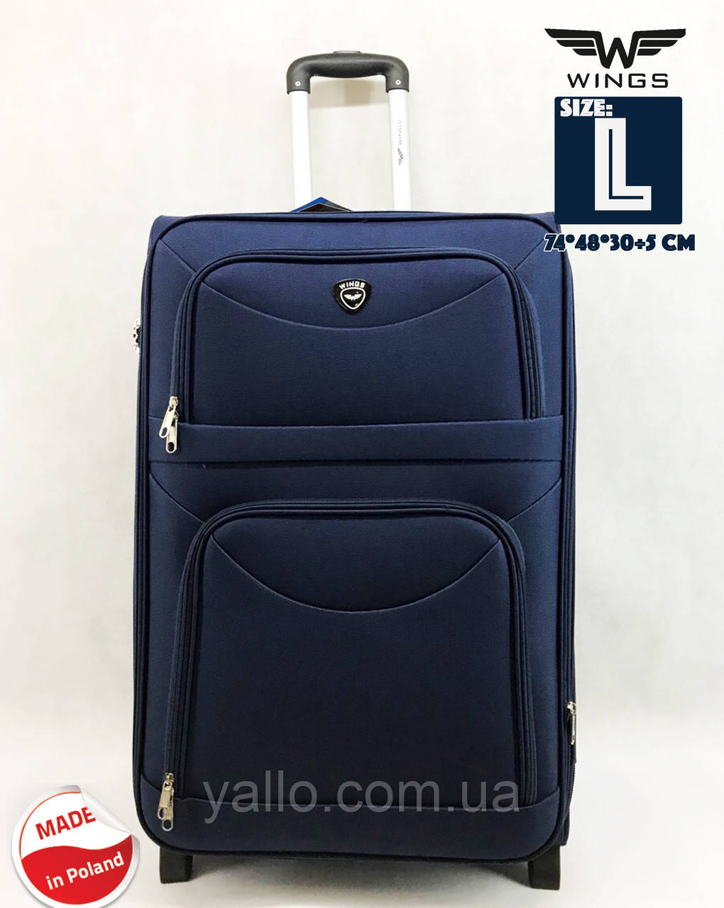 Чемодан Большой Тканевый Wings 6802L BLUE PREMIUM на 2-х Прочных ...
