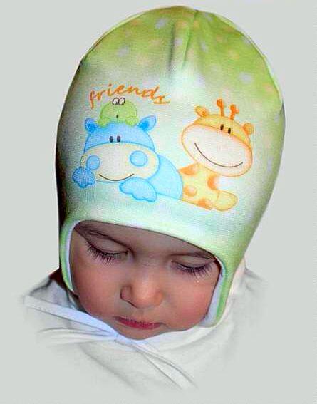Головний убір для малюків Шапка Розмір 44-48 Осінь/Весна Няша Друзі Салат. Коттон Boobon Україна, фото 1