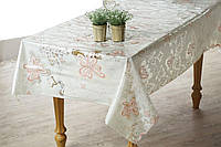 Клеенчатая скатерть на кухонный стол Ажур Розовые бабочки
