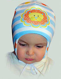 Головний убір для малюків Шапка Розмір 44-48 Осінь/Весна Няша Лев Блакитний Коттон Boobon Україна
