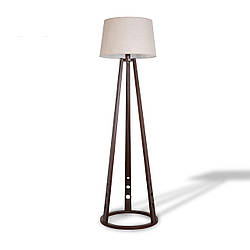 Дерев'яний торшер з бежевим абажуром в стилі модерн в спальню, зал, кафе