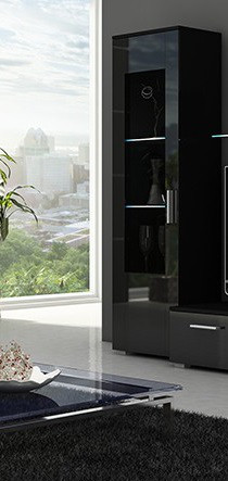 Вітрина Sun AAAA MEBLE чорний/чорний глянець, фото 1