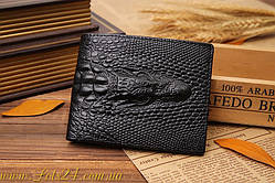 Чоловічий шкіряний гаманець Крокодил папер подвійного складання