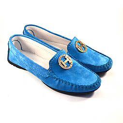 Мокасини жіночі замшеві Ornella Blu Sky Vel by Rosso Avangard колір блакитний "Небо"