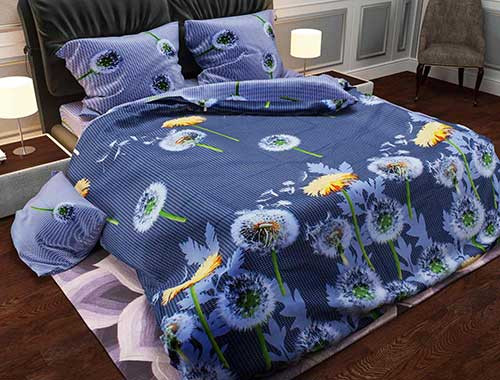 Постільна  тканина бязьGold Одуванчики сині компанія