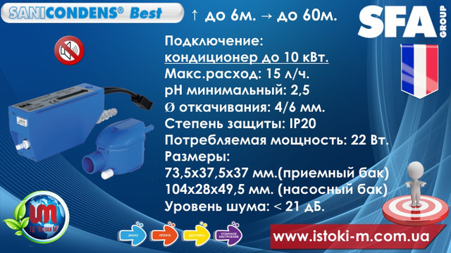 купить насос sfa sanicondens clim mini_самовсасывающий насос для отвода стоков от кондиционера_насос для отвода стоков от кондиционера_SANICONDENS Clim Mini_Самовсасывающий санитарный насос SANICONDENS Clim Mini