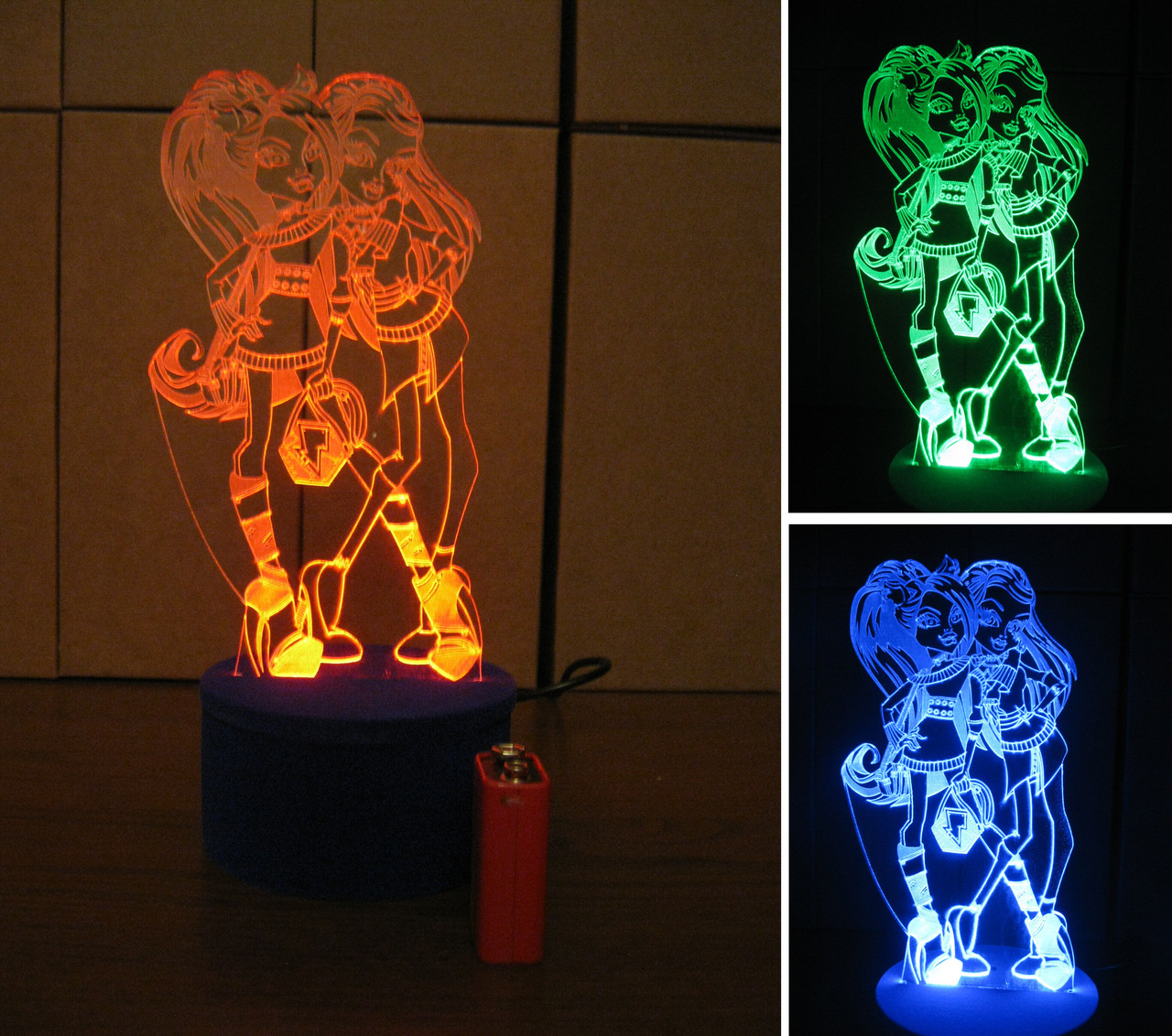 3d-світильник Монстр Хай, 3д-нічник, кілька підсвічувань (на батарейці), фото 1