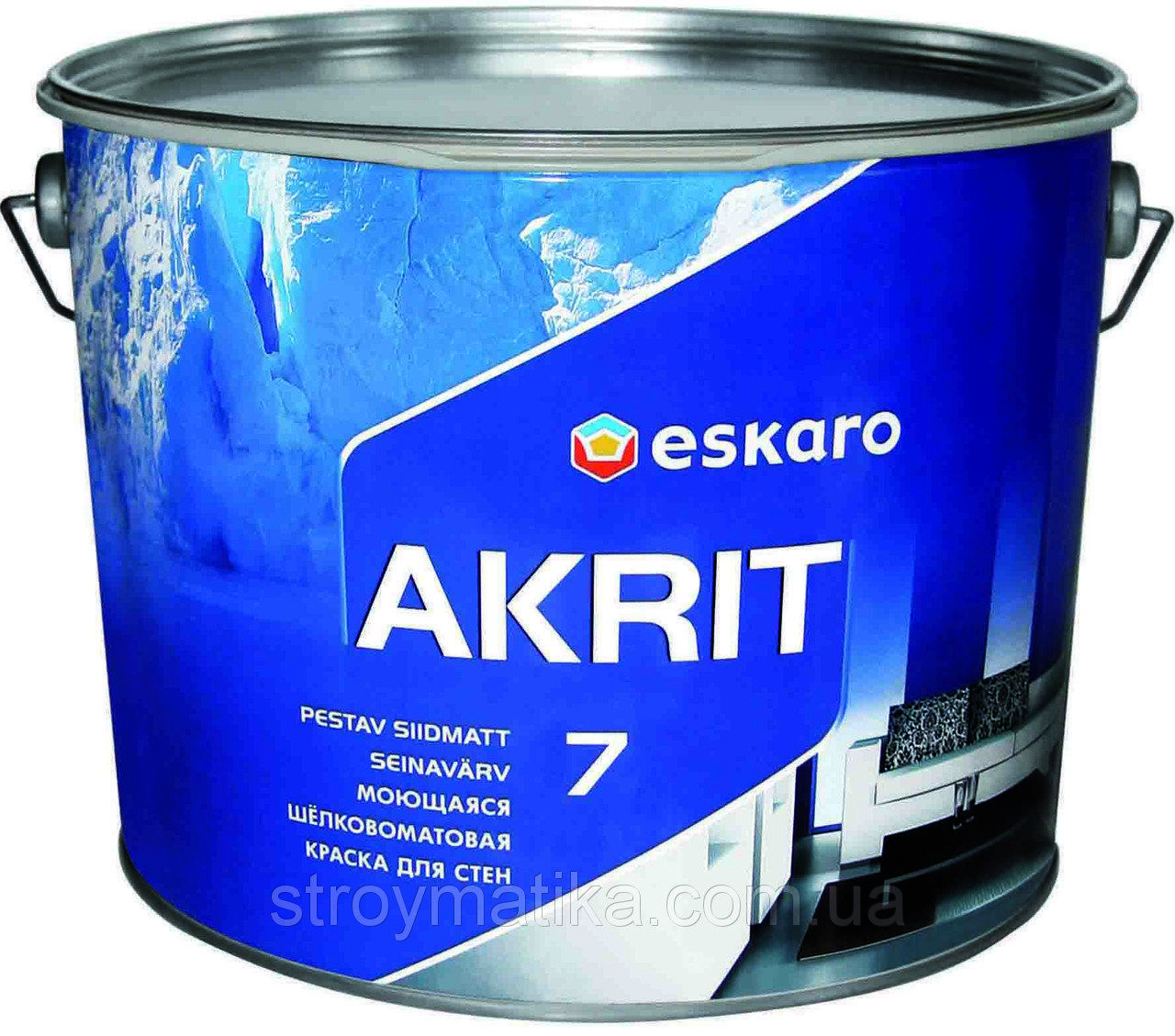 Eskaro Akrit 7 фарба для використання в приміщеннях з підвищеною вологістю (шовково-матова) 2,85 л., фото 1