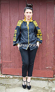 Бах блузка вишита, вишиванка, чорний льон, етностиль, Bohemian