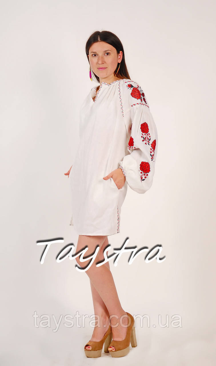 Туника вышитая белая платье лен, вышиванка бохо стиль , Bohemian, этно, туника в Бохо-стиле - фото 2 - id-p113812812