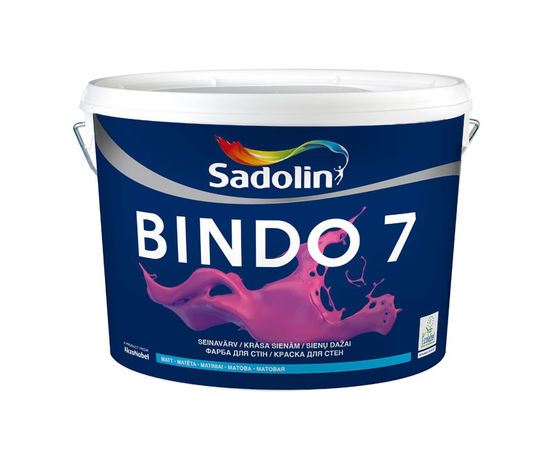 Матова фарба, що миється, для стін і стель Sadolin Bindo 7 4,5л., біла