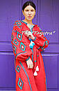Плаття в сіриському стилі, вишиванка льон, етностиль бохо шик, вишиті плаття вишиванка, червоне плаття, фото 4
