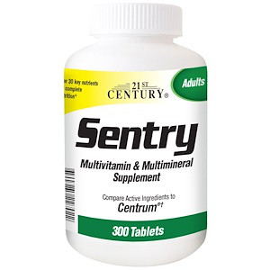 21st Century, Sentry, мультивітамінна та мультимінеральна домішка, для дорослих, 300 таблеток