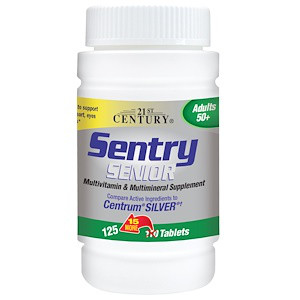 21st Century, Sentry Senior, мультивітамінна та мультимінеральна домішка, для дорослих віком від 50 років, 125 таб