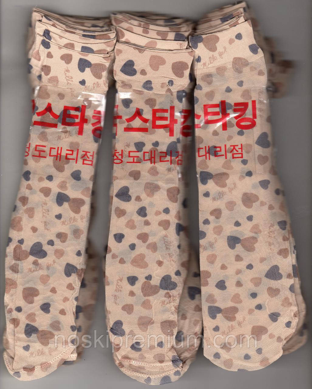 Шкарпетки жіночі капрон рулон, пучок з малюнком, 23-25 розмір, бежеві, 02208