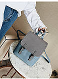 Рюкзак сумка (трансформер) міський жіночий з двома пряжками (блакитний), фото 4