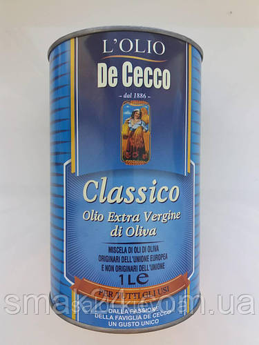 Масло оливковое Classico Extra Vergine De Cecco LOLIO Италия 1л (ID ...