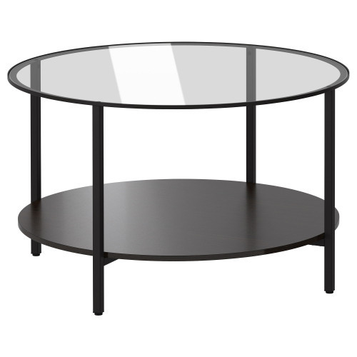 Журнальний стіл, чорно-коричневий, скло, 75 см, 802.133.09, IKEA, ІКЕА, VITTSJÖ