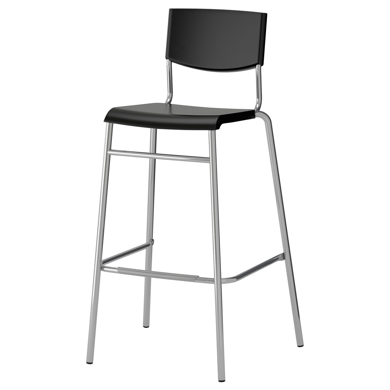 Стілець барний, чорний/колір алюмінію, 74 см, 801.552.05, IKEA, ІКЕА, STIG