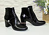 Жіночі черевики на невисоких підборах, натуральна шкіра лак, фото 2