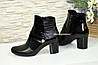Жіночі черевики на невисоких підборах, натуральна шкіра лак, фото 3