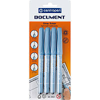Маркер лінер Document Centropen набір 4 шт пенал 2631/4/BL