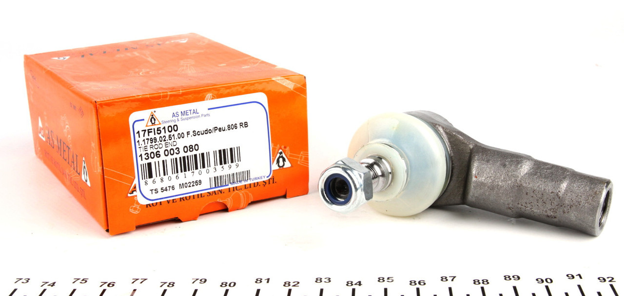 Наконечник тяги кермовий Fiat Scudo 96- (12 mm) ASMETAL 17FI5100, фото 1