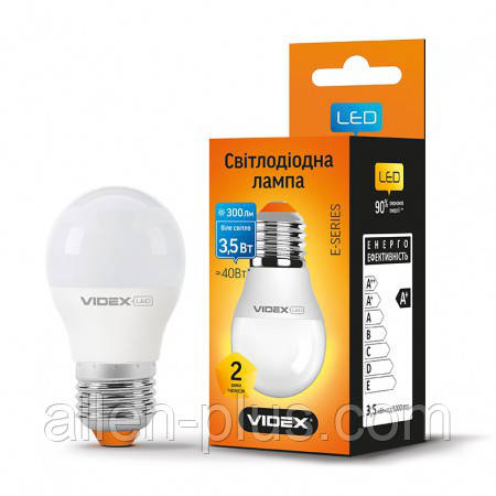 LED лампа VIDEX G45e 3.5 W 4100K E27 220V (гарантія 2 роки)
