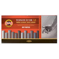 Крейда пастель Toison d'or Koh-i-noor 12 шт сірі відтінки 8522