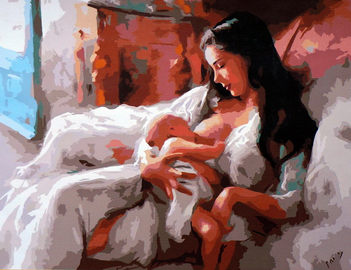 Розмальовка по номерах Babylon Годування (SW048) 40 х 50 см, фото 1