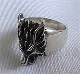 Перстень "Голова Вовка" з чорнінням (без чорніння) срібло 925 проба, фото 2
