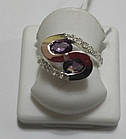 Кільце срібне Соломія з золотом і фіолетовим каменем, фото 2