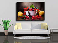 Картина на холсте "Натюрморт с ягод и фреш"