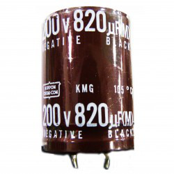 Конденсатор 820uF 200V 820мкФ 200В 105C 25x45 мм