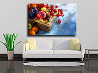 Картина на холсте "Арт абстрактный маркет фруктов на деревянном фоне"