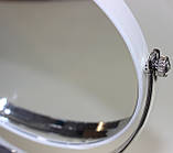 Дзеркало настільне на високій ножці, Косметичне зеркало для макіяжу, подвійне, біле кругле, фото 3