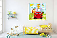Картина в детскую на холсте "Веселый жирафенок"