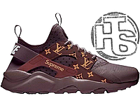 Женские кроссовки Nike Air Huarache Ultra x LV x Supreme Coffee Brown